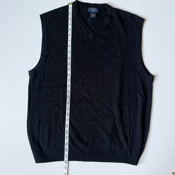Dockers Mens Storm Marl Soft Acrylic V-Neck Cable Knit Sweater Vest Black L - Picture 4 of 5